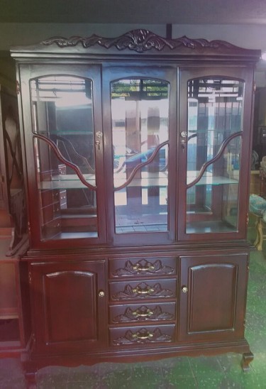 Beautiful Solid Wood Breakfront For Sale 