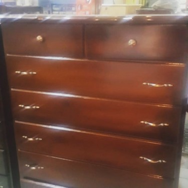 Beautiful Dark Stain Chest Of Drawers For Sale 