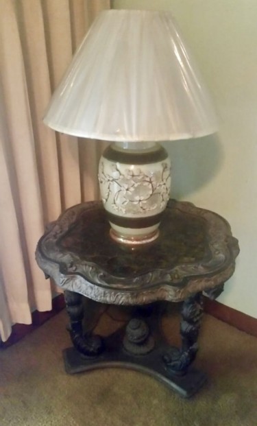 Vintage Lamp And Corner Table 