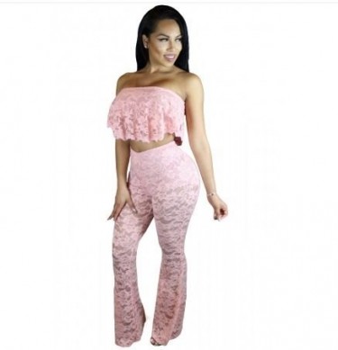 2 Piece Lace Pants Suit With Underneath Lining