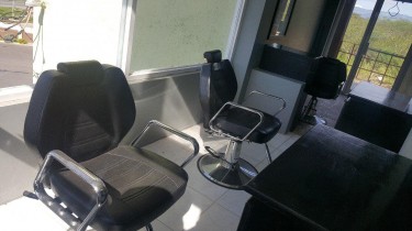 3 LIKE NEW BARBER CHAIRS INCLUDING STATIONS