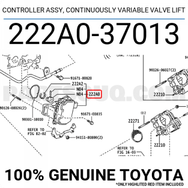 Toyota Valvematic Assembly Part# 222A0-37013
