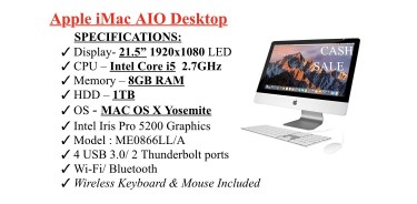 Apple IMAC Desktop Computer I5/8GB/1TB