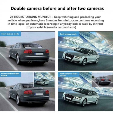 Dual Car Dash Cam. Watch Front And Back At Once