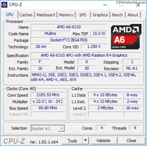 AMD A6 PROCESSOR APU 4CORE (FT3 Scoket(BGA)