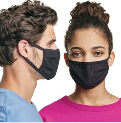 Hanes® Reusable Cotton Face Mask, Black, 10/Pack