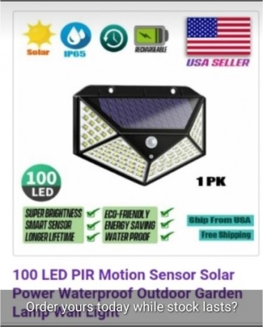 100 Bright LEDs Solar Wall Lamp For Sale!