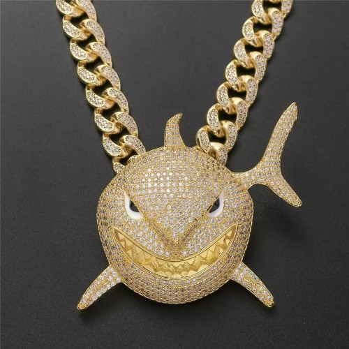 Iced Out Shark Pendant Necklace
