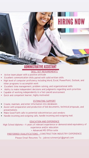 Job Vacancy : Administrative Assistant