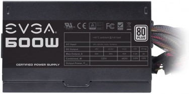 	 EVGA 600W 80 Plus Certified 100-W1-0600-K1 Power
