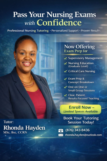 NURSING TUTORING SERVICES (876) 343-8436 Full Time Jobs JAMAICA
