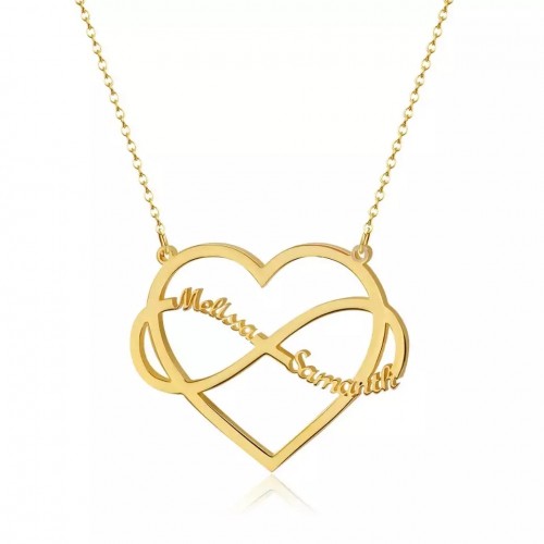 Heart Infinite Loop Custom Name Necklace