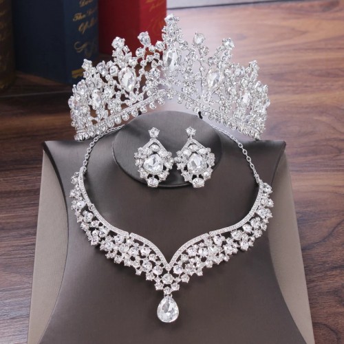 Crown Necklace And Earrings Jewelry Set