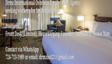 Hotel Jobs: Housekeepers, Front Desk Etc