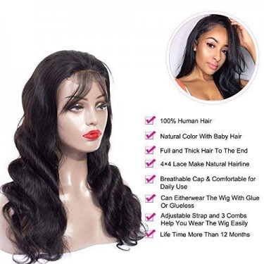 Alliggic Lace Front Wigs Human Hair Body Wave 18in