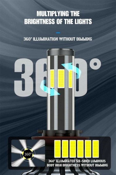 6sided LED Headlight Bulbs 200W - H4, H7, H13