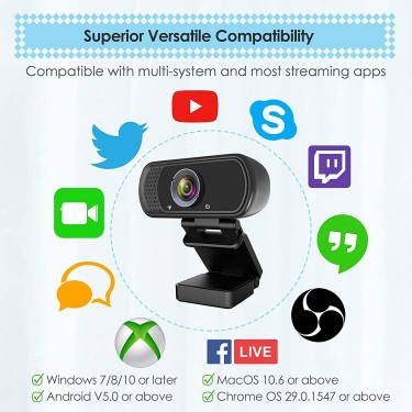 Webcam HD 1080p Web Camera, USB PC Computer Webcam