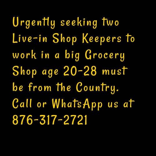 Live-in Shop Keepers URGENTLY! Needed
