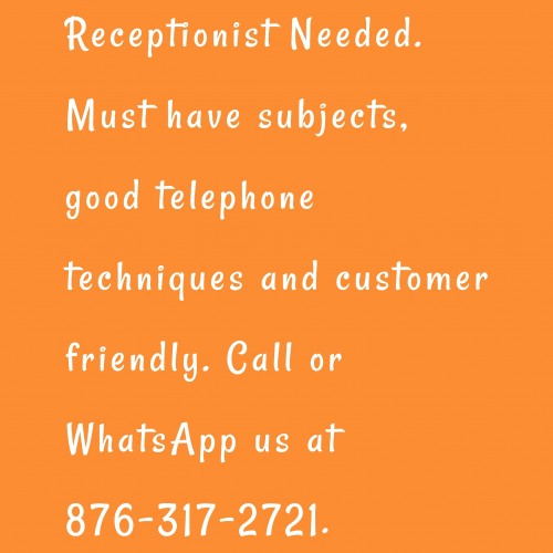 Receptionist With Experience Needed.