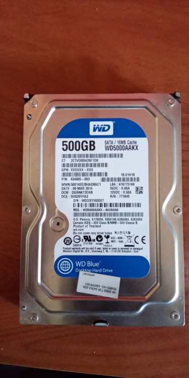 WD Blue 500GB Desktop Hard Disk Drive - 7200 RPM S
