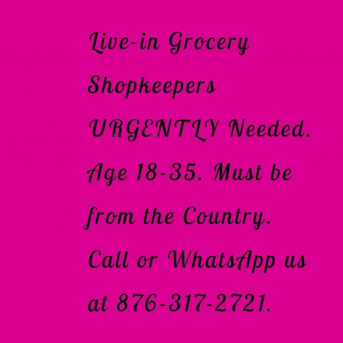 2 Live-in Shopkeeper URGENTLY Needed
