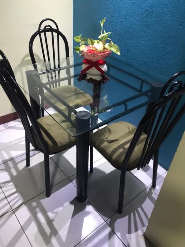 Glass Dining Table & Chair Set