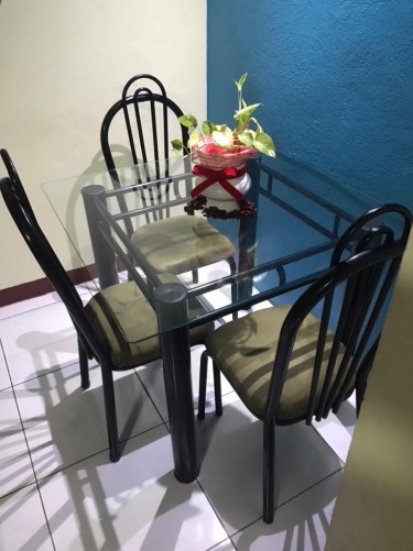 Glass Dining Table & Chair Set