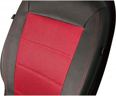 Full Set Mesh And Leather Car Seat Cover (Red)