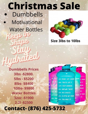 Dumbbells And Motivational Water Bottles