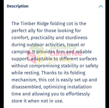 Cot. Camping Cot.