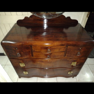 Antique Refurbished Mahogany 6 Drawers Dresser 