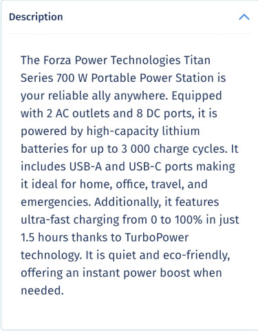 Forza Power Station, 800watts