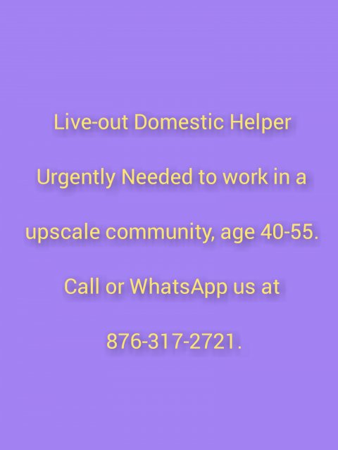 Live-out Domestic Helper Urgently Needed