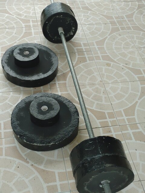 Barbell With Concrete Plates