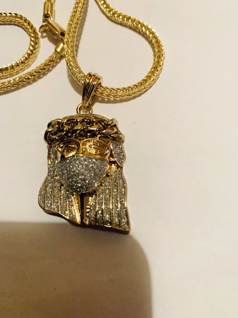 ***2 FOR 6000***14K PLATED ICED OUT JESUS PIECE