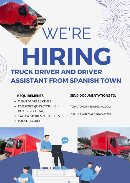Truck Driver Needed 7 TON (Spanish Town)