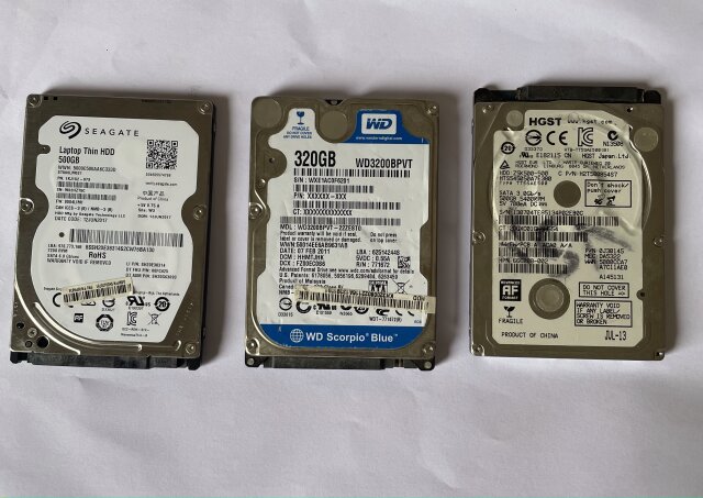 2 500GB 2.5” HDD  And 320GB  HDD