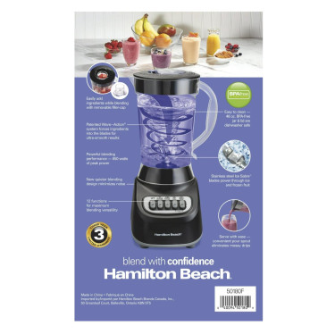 Hamilton Beach Smoothie Blender, 48 Oz. Jar, 12 Bl