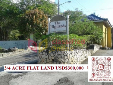 HIGHLANDS..3/4 ACRE FLAT LAND USD$300,000