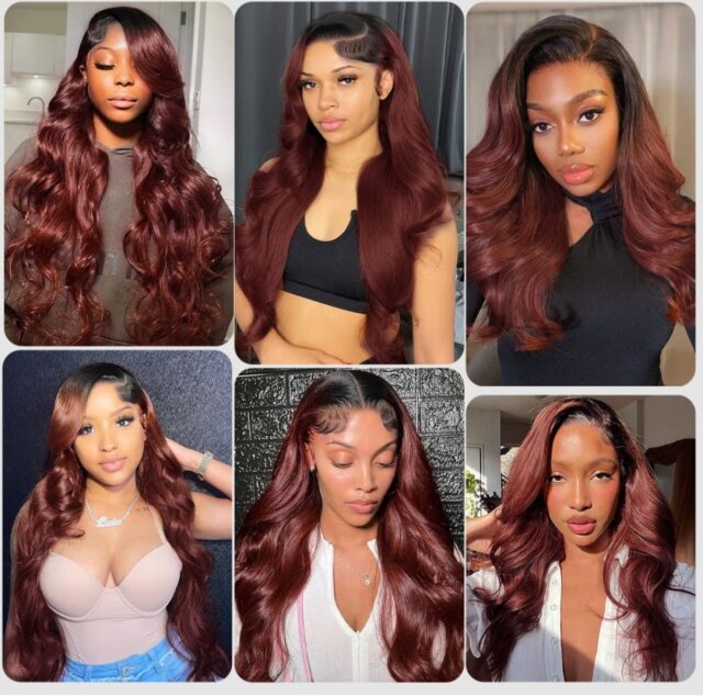 Pre-Order Ombre Reddish Brown Human Hair Wig