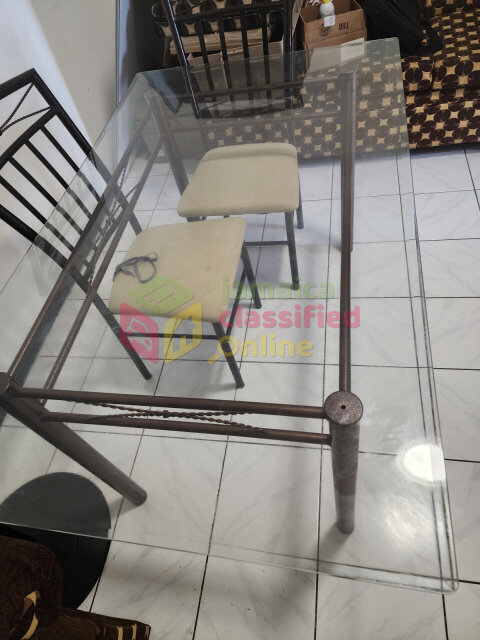 4 Chair Glass Dining Table