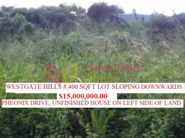 WESTGATE HILLS 8,400sqft LOT SLOPE DOWN $15 MILL