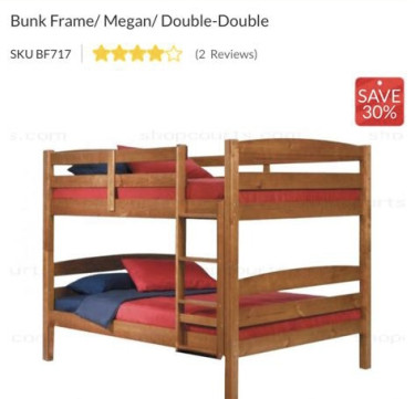 Double Size Bunk Bed With Mattresses X2