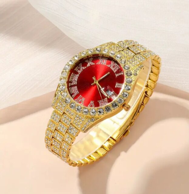 Red Rhinestone Watch Set