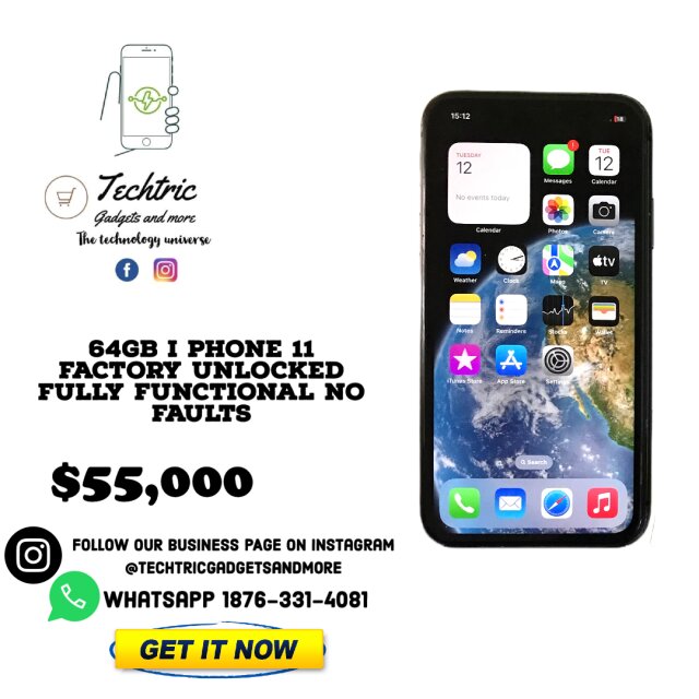 64GB Iphone 11 Factory Unlocked No Faults