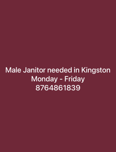 Male Janitor Needed In Kingston 