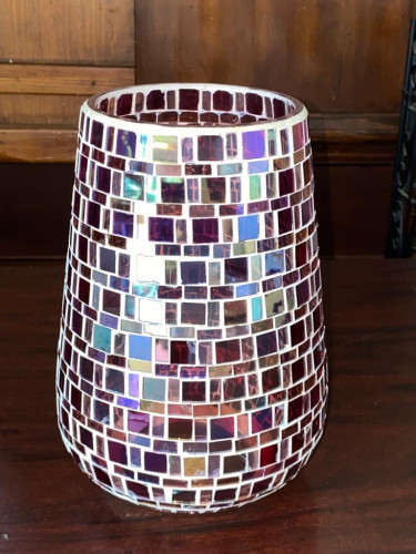 Vase, Kaleidoscope Mosaic Glass,Table Ctr Piece!
