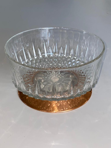 Bowl, Crystal W/Brass Base Candy/Nuts Display Dish
