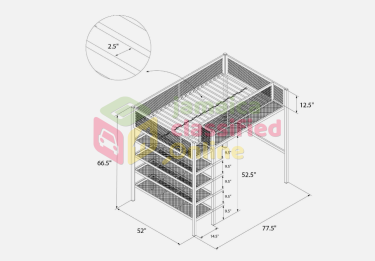 Metal Loft Bunk Bed With 4 Open Shelves