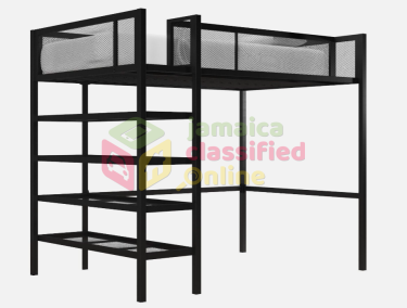 Metal Loft Bunk Bed With 4 Open Shelves